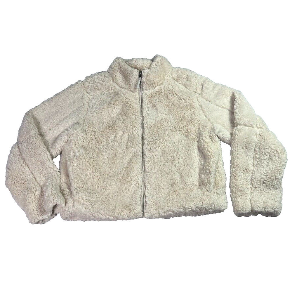 Patagonia Jacket Womens Medium Cream Long Sleeve Body Warmer Full Zip Fleece